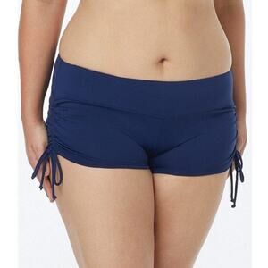 Beach House Swim Board Short Navy Blue High Waist Ruched Drawstring 22W NWT